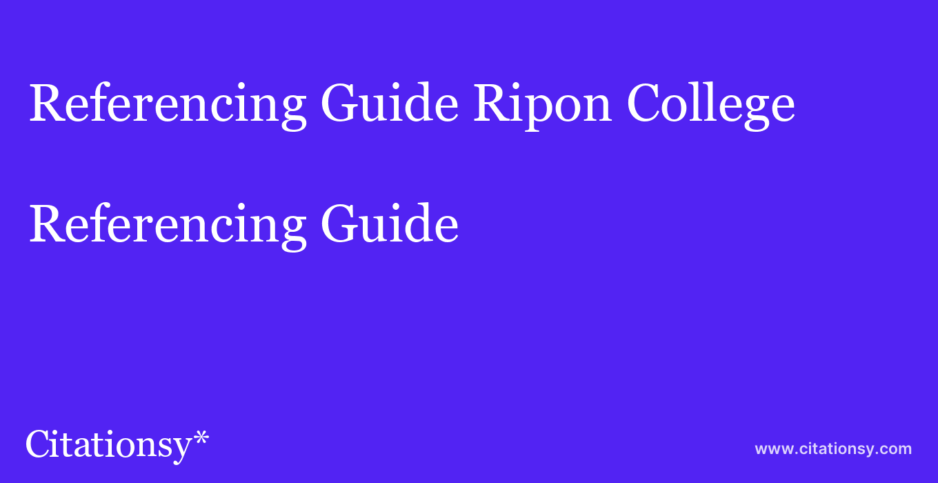 Referencing Guide: Ripon College